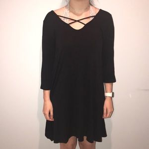 Strappy Black Dress Long Sleeve